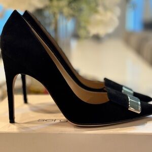 Sergio Rossi Black Elegant Heels with Crystal Embellishment